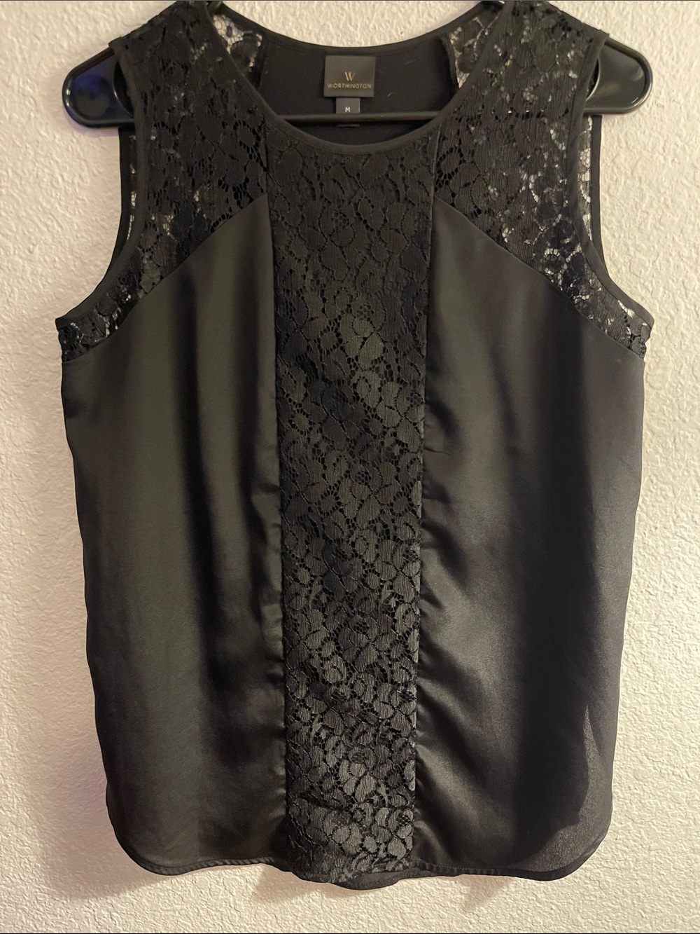 Worthington Black Lace Paneled Shell Top